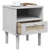 vidaXL Bedside Cabinet White Solid pine wood, engineered wood, poly rattan - 4 of 4