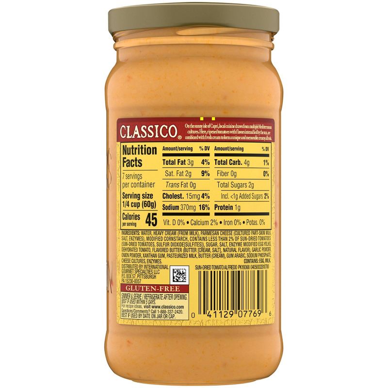 Classico Signature Recipes Sun-Dried Tomato Alfredo Pasta Sauce 15oz, 2 of 8