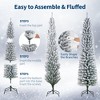 Snow Flocked Pencil Christmas Tree- Slim Artificial Holiday Tree with Metal Stand | Space-Saving Xmas Decor for Home, Office, Party - 4 of 4