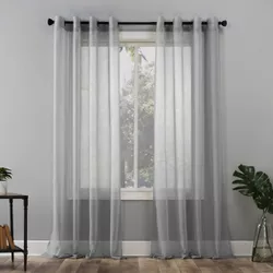 1pc 59"x84" Sheer Emily Voile Curtain Panel Gray - No. 918