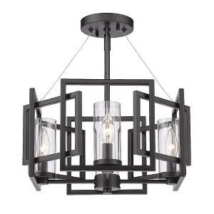 Golden Lighting Marco 4-Light Semi-flush in Matte Black with Clear Glass - 1 of 2