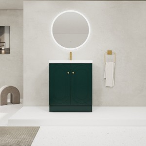 GDFStudio Veromca Modern Textured Freestanding Bathroom Vanity with Resin Sink, Adjusted Shelf and Mental Handle - 1 of 4