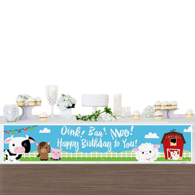 Big Dot of Happiness Farm Animals - Happy Birthday Decorations Party Banner, 3 of 8