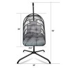 1 Piece Hanging Basket Chair Rattan and Metal Frame with Stand Foldable Seat and Cushion for Patio or Indoor Use - Coolbibila - 4 of 4
