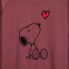 Women's - Peanuts - Valentine's Peanuts Snoopy Heart Lightweight French Terry Wide Neck Long Sleeve Shirt - 2 of 4