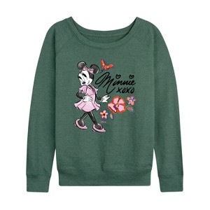 Women's - Disney - Minnie Mouse Lightweight French Terry Wide Neck Long Sleeve Shirt - 1 of 4