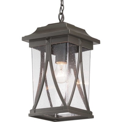 Antique Bronze Outdoor Hanging Lantern with Clear Seeded Glass