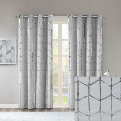 PAGED Metallic Print Total Blackout Curtains for Bedroom,Window Curtain Panels with Grommet Top,Curtains for Living Room,Machine Washable