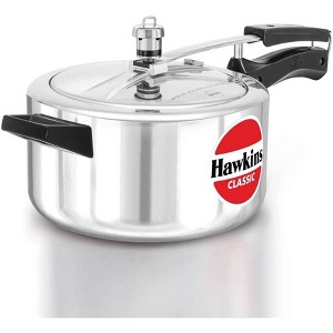 Hawkins Classic 4L Aluminum Pressure Cooker: 1-Year Warranty, Locking Lid, Cool Touch Handle, Hand Wash, Silver - 1 of 4