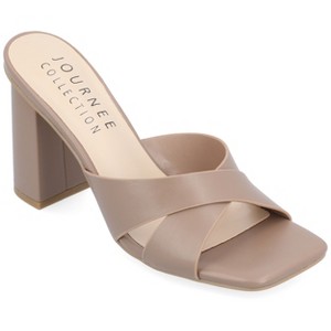 Journee Collection Womens Chazz Vegan Leather Block Heel Sandals - 1 of 4