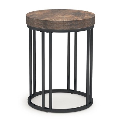 Resenkos Sofa Side End Table, End Table, Couch Table,Round End Table, Small Accent Side Table with Metal Frame Brown