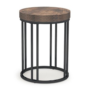 Resenkos Sofa Side End Table, End Table, Couch Table,Round End Table, Small Accent Side Table with Metal Frame Brown - 1 of 2