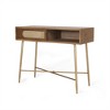 SKRAN Console Table with Sliding Doors - Rustic Glam Metal and Wood Entryway Furniture with Storage for Living Room or Hallway, Antique Gold - 4 of 4