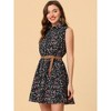 INSPIRE CHIC Women's Floral Sleeveless Half Placket Mini Belted Summer Dress - 2 of 4