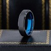 Jewelry Avalanche 6mm Black & Blue Tungsten Ring Men Women Wedding Band, Beveled Edge, Comfort-fit - 2 of 4
