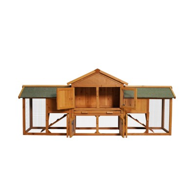 AZL1 Life Concept Pet Crates and Houses 79.5 Extra Large 2 Tier Bunny Cage with 2 Runs Waterproof Roof for Small Animals, Red, 35.03"*28.34"*10.62"