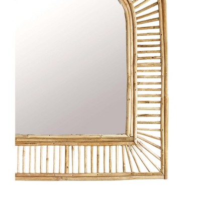 Natural Rattan Arched Wall Mirror with Glass Frame