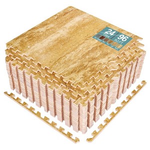 Sorbus 3/8-Inch Thick 96 Sq. Ft. Wood Grain Floor Foam EVA Interlocking Mats Tiles w/ Borders - for Home, Playroom, Basement, Trade Show - 1 of 4