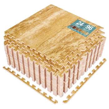 Sorbus 3/8-Inch Thick 96 Sq. Ft. Wood Grain Floor Foam EVA Interlocking Mats Tiles w/ Borders - for Home, Playroom, Basement, Trade Show (Marble)