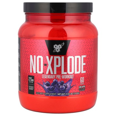 BSN N.O.-XPLODE Pre Workout Powder, Energy Supplement for Men and Women with Creatine and Beta-Alanine, Flavor: Grape, 60 Servings