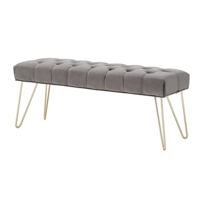 Hewett Velvet Tufted Metal Bench - Inspire Q