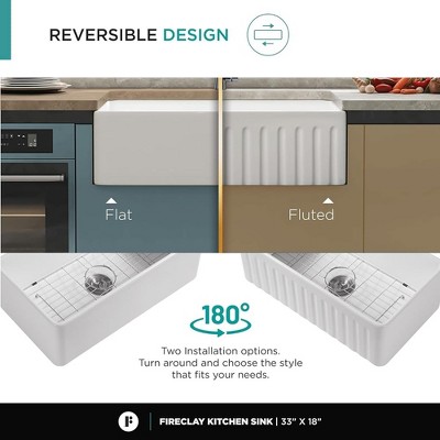 Premium White Fireclay Farmhouse Drop-In Kitchen Sink