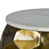 Stomp Round End Table Brass and Marble - Steve Silver Co.: Modern Accent Table, Iron Frame, White Marble Top - 3 of 3
