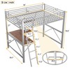 Metal Twin Size Loft Bed with Desk for Kids Teens, Hight Twin Loft Bed Frame with Small Shelf - 2 of 4