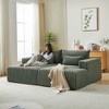 87" Oversized Corduroy Sectional Lounge Chaise with Recliner, Plush Cloud Loveseat Sleeper Sofa Bed, No Assembly, Modern Deep Seat Sofa - 2 of 4