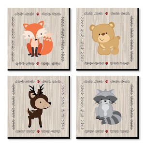 Big Dot of Happiness Woodland Creatures - Kids Room, Nursery Decor and Home Decor - 11 x 11 inches Nursery Wall Art - Set of 4 Prints for baby's room - 1 of 4