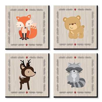 Big Dot of Happiness Woodland Creatures - Kids Room, Nursery Decor and Home Decor - 11 x 11 inches Nursery Wall Art - Set of 4 Prints for baby's room