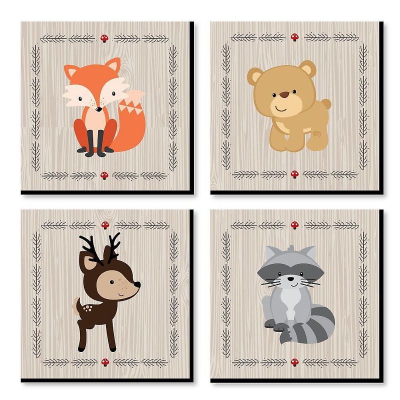 Big Dot of Happiness Woodland Creatures - Kids Room, Nursery Decor and Home Decor - 11 x 11 inches Nursery Wall Art - Set of 4 Prints for baby's room, 1 of 8