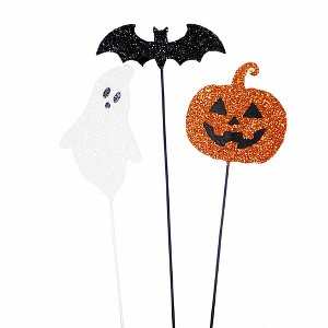 Bethany Lowe 15.0 Inch Pumpkin Ghost Bat Floral Picks Halloween Tree Pc Set Figurine Sets - 1 of 3