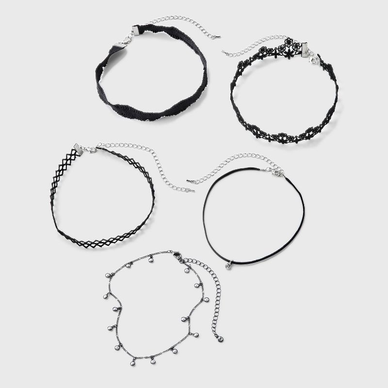 Lace Chain &#38; Bead Choker Set 5pc - Wild Fable&#8482; Black, 2 of 9