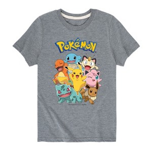Boys' - Pokémon - Pikachu Eevee Jigglypuff Charmander Squirtle Bulbasaur Meowth Short Sleeve Graphic T-Shirt - 1 of 4