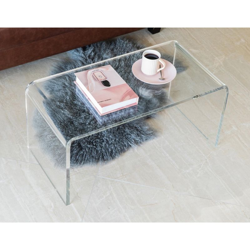 Fabulaxe Rectangular Acrylic Waterfall Modern Coffee Table, 4 of 7