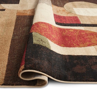 Chic Khaki Geometric Tufted Area Rug with Non-Slip Backing