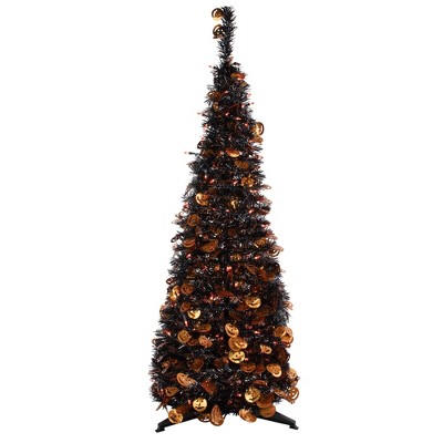 Northlight Pre-Lit Pop Up Artificial Jack O' Lantern Halloween Tree - 4' - Orange Lights