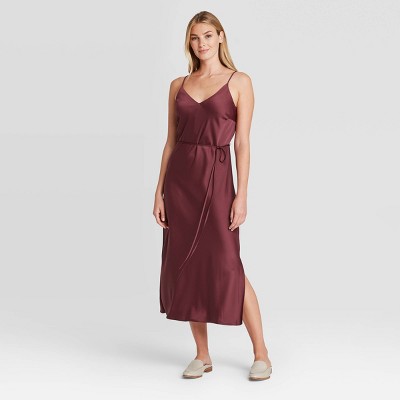 maroon slip dress