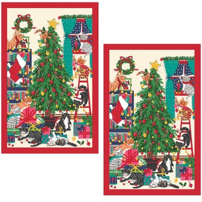 Tabletop 29.0" Christmas Tree Cats Towels Timeless Textiles Ulster Weavers  -  Kitchen Towel