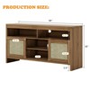 58" Inch Rattan TV Stand for TV Up to 65 Inch, Boho Entertainment Center with Storage,Natural - 3 of 4