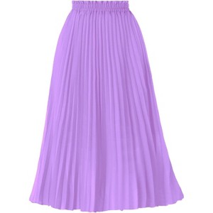 Women's High Waist Pleated A-Line Midi Skirt - Swing Flare Design Lavender - 1 of 4
