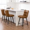 Bekrvio 26" Swivel Counter Height Bar Stools Set of 2,Modern Faux Leather Upholstered with Back,Counter Stool Chairs for Kitchen Island - 3 of 4