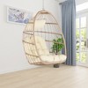 CLIHOME Outdoor Garden Hand Woven Rattan Egg Swing Chair Patio Hanging Chair - 3 of 4