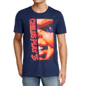 Seven Times Six Child's Play 3 T-Shirt Men's Chucky Close-Up Short Sleeve Tee Blue - 1 of 4