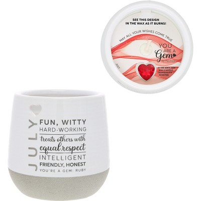Pavilion Gift Company - July - 11 oz - 100% Soy Wax Reveal Candle with Birthstone Scent: Tranquility - Flame Candles