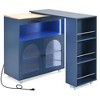 NicBex Kitchen Island with Drop Leaf Mobile Kitchen Island with LED Lights, Power Outlets, 4 Open Shelves - 3 of 4