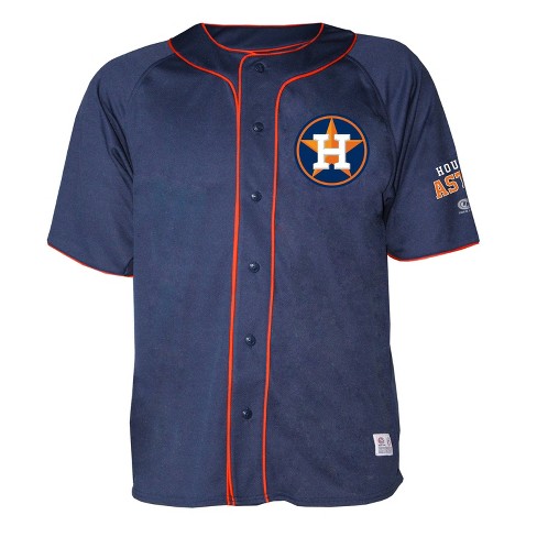 MLB Houston Astros Men's Short Sleeve Button-Down Jersey - L
