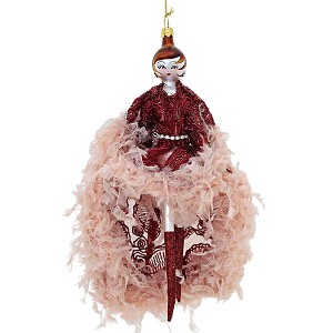 Italian Ornaments 7.0 Inch Alejandra In Pink Feather Diva Shopping Ladies Dancer Tree Ornaments - 1 of 3