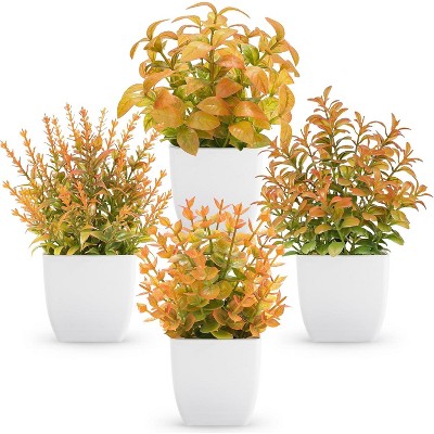4 Pack Fake Plants Mini Artificial Greenery Potted Plants for Home Decor Indoor Office Table Room Farmhouse Bathroom Decor
